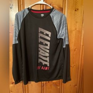 Size says X-Large but fits like a Med Unisex Athletic works Elevant shirt